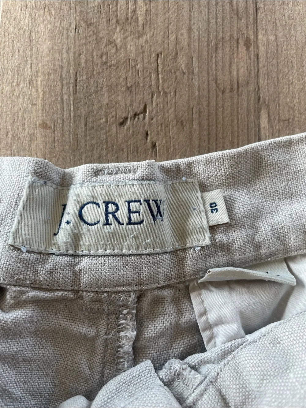 100% Linen J. Crew Men's Light Beige Flat-Front Shorts